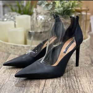 Zara black high heel vinyl ankle boot Sz 38